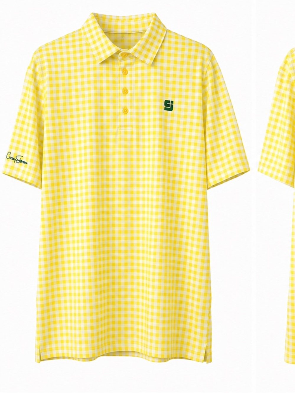 Yellow Gingham Men's Polo Shirt